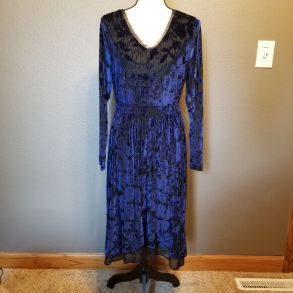 Simply Vera Wang M Dress Velvet Burnout Dark Romantic Fairy Grunge Whimsigoth - Picture 1 of 9